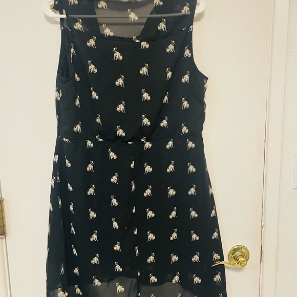 Boston Terrier Dress Black Sleeveless with Dog Print Sz Large - Picture 7 of 14